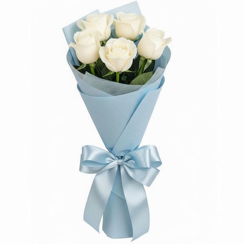 Букет 5 Белых роз Проуд в Туртас