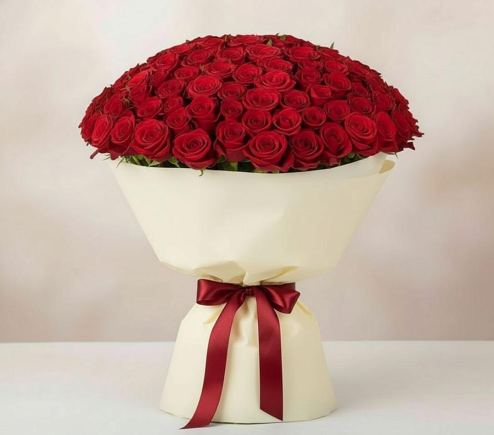 Букет 101 Красная роза Милано в Туртас