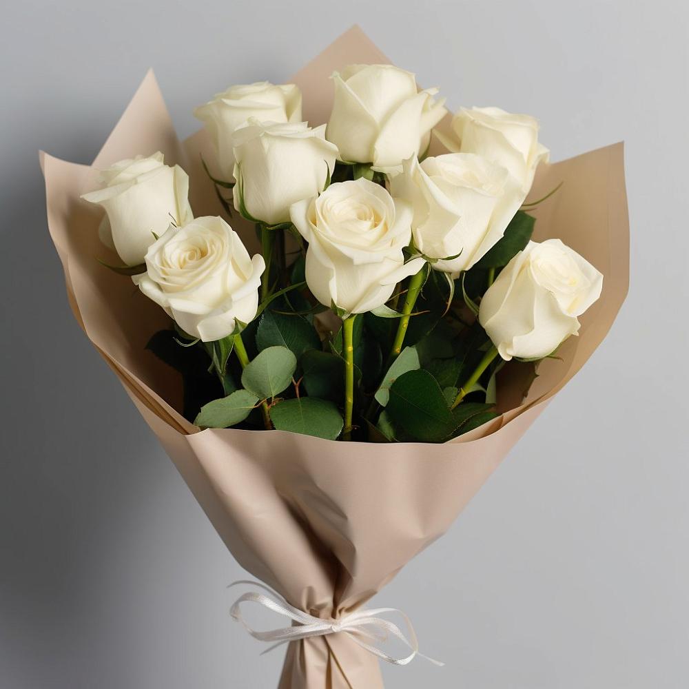 Букет 9 Белых роз Эдлесс Лав в Туртас