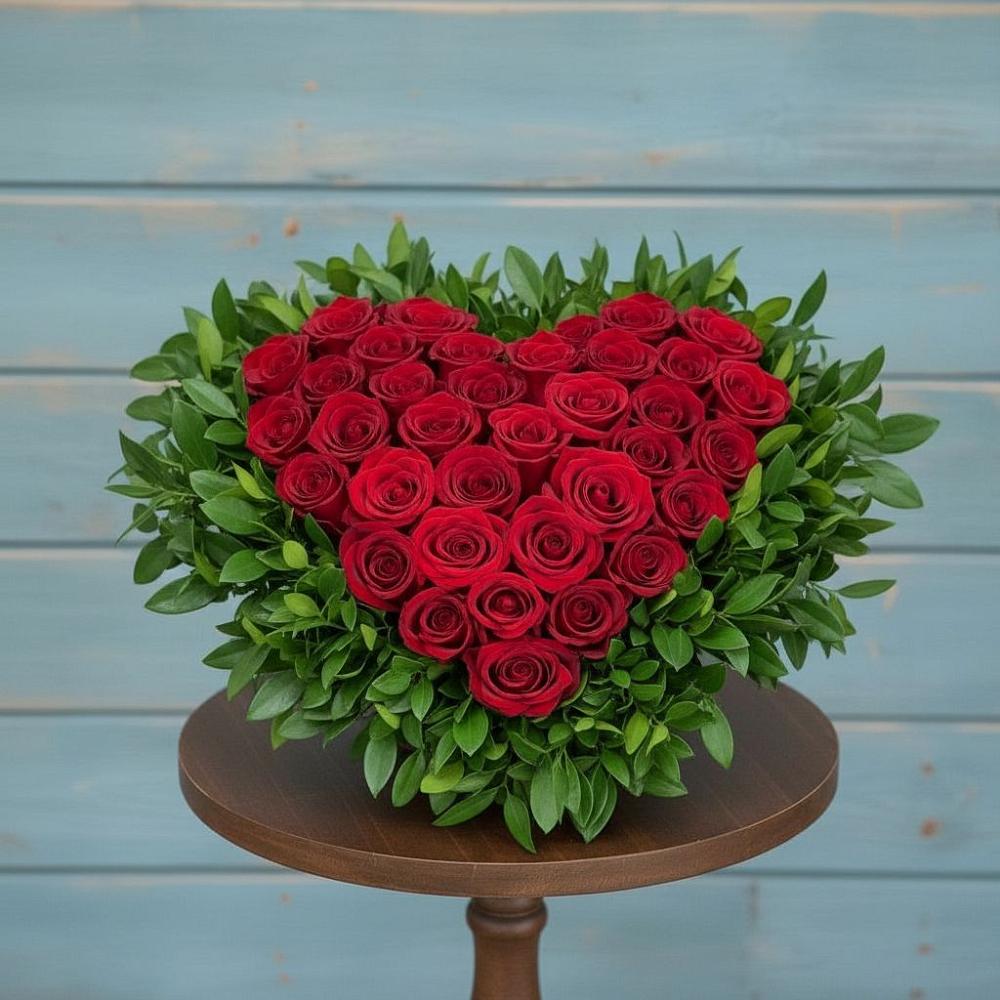 Цветочная композиция из Розы в виде сердца в Туртас