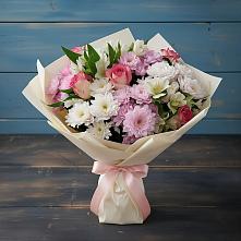 Букет цветов из:  Хризантемы, Альстромерии и Розы в Туртас