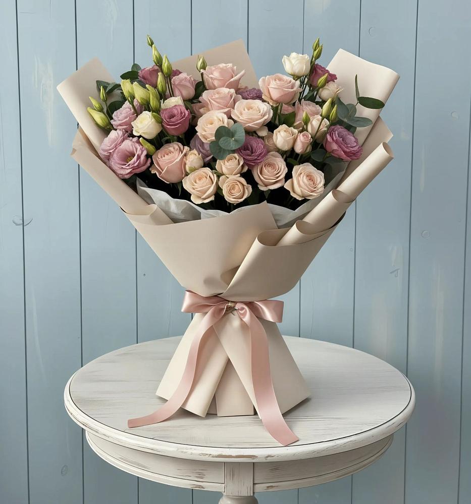 Букет цветов из: Розы и Лизиантусы в Туртас