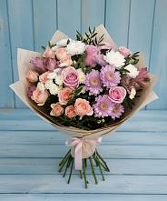 Букет цветов из:  Хризантемы, Розы и Альстромерии #REPLACE_PRED# Туртас