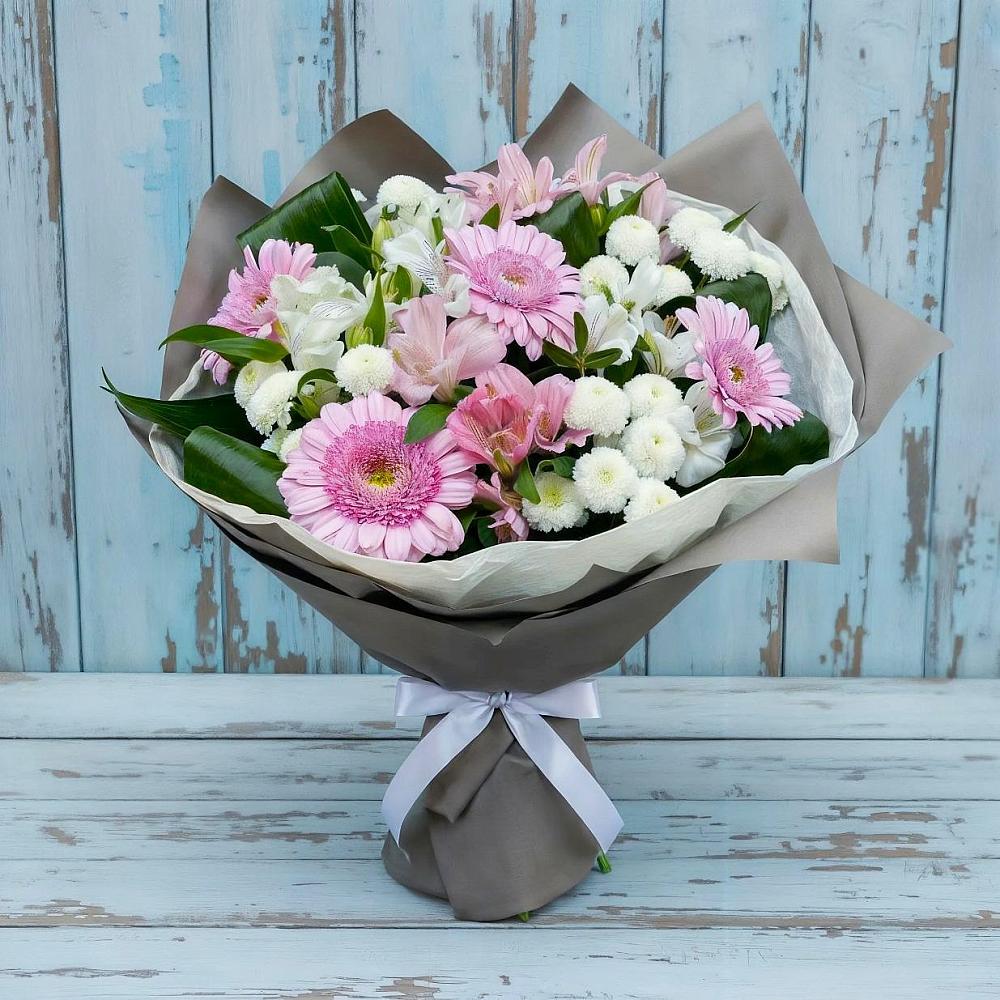 Букет цветов из: Герберы, Альстромерии и Хризантемы в Туртас