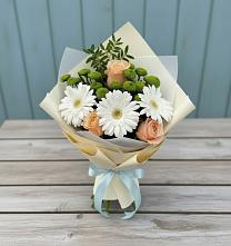 Букет цветов из:  Герберы, Розы и Хризантемы в Туртас