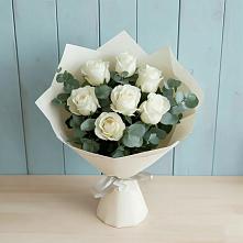 Букет Белые розы в Эвкалипте в Туртас