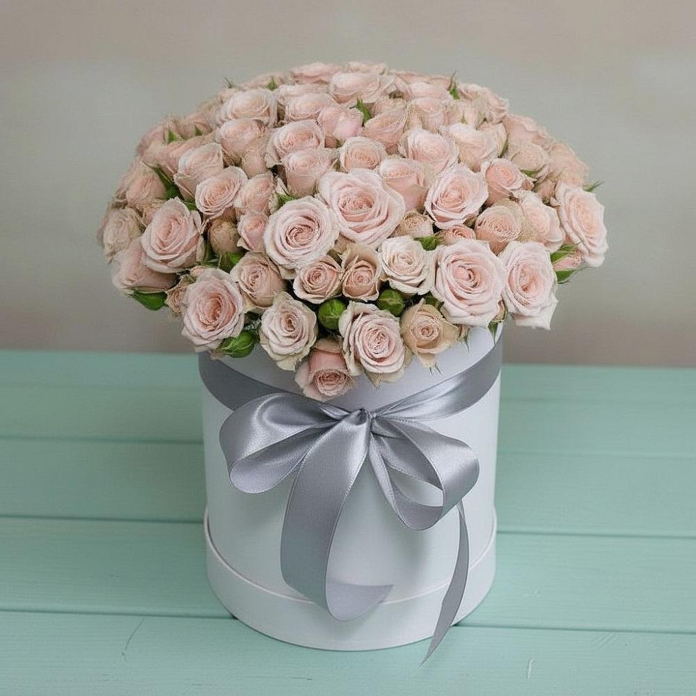 Цветочная композиция из Розы в шляпной коробке в Туртас